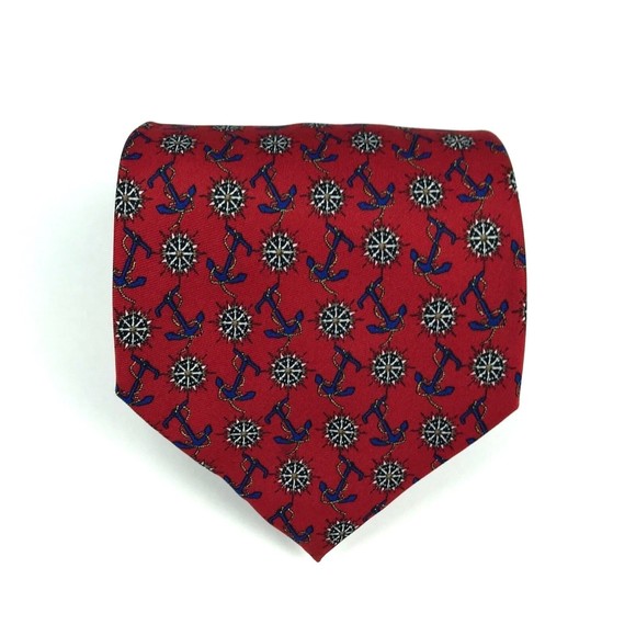 Utopia Other - Utopia Men's Tie Handmade Red Anchor Compass Nautical Novelty Necktie 56"